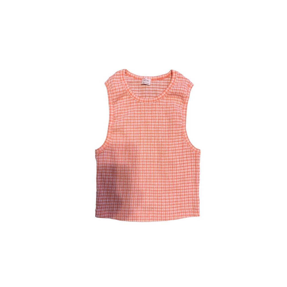 aritzia wilfred orange gingham tank